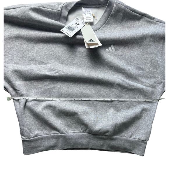 adidas Women's Essentials Feel Cozy Logo Fleece Sweatshirt NWT GREY SIZE XS - Picture 9 of 10